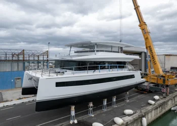 Silent 62 3-Deck Lifted By Crane